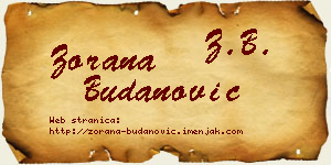 Zorana Budanović vizit kartica
